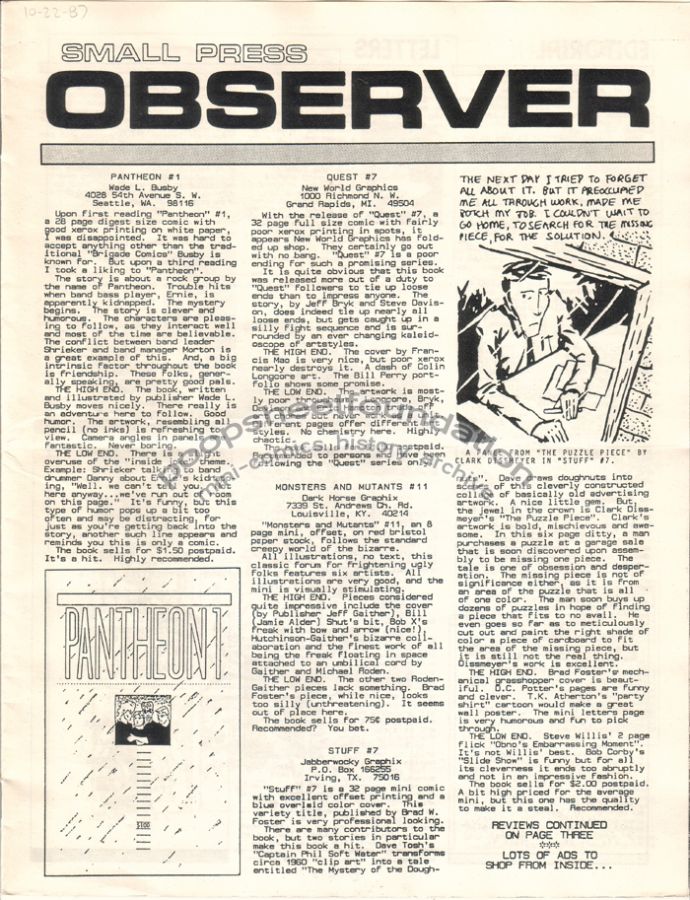 Small Press Observer Vol. 1, #1