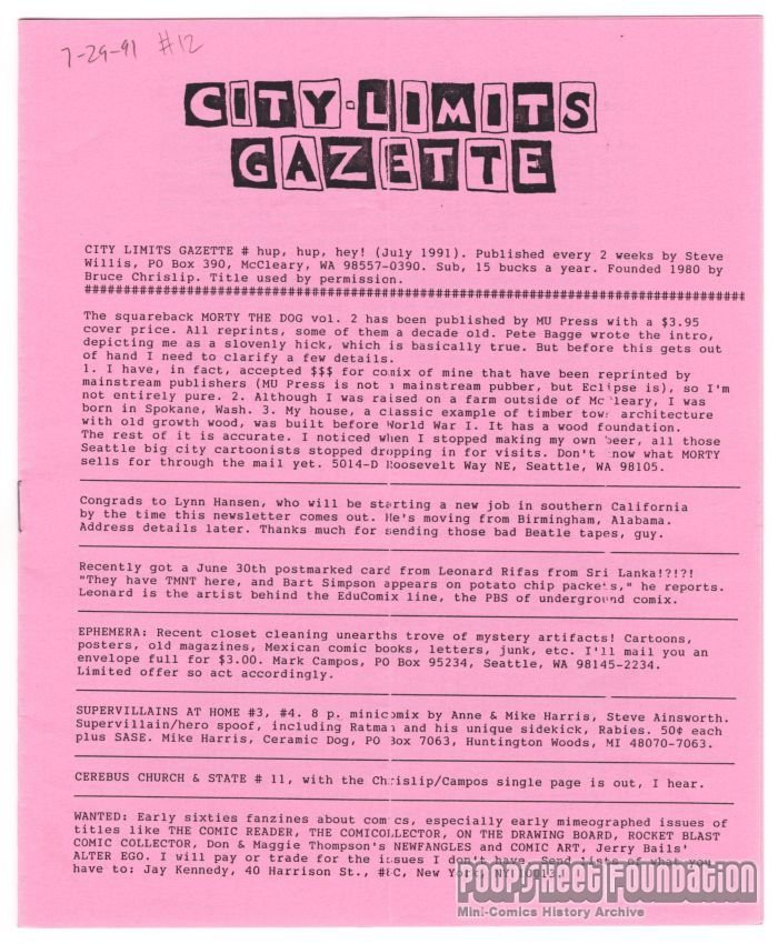City Limits Gazette (Willis) July 1991, #hup, hup, hey!