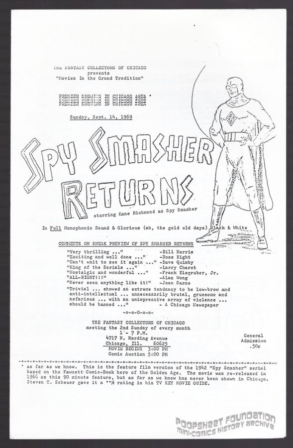Fantasy Collectors of Chicago bulletin for September 14, 1969