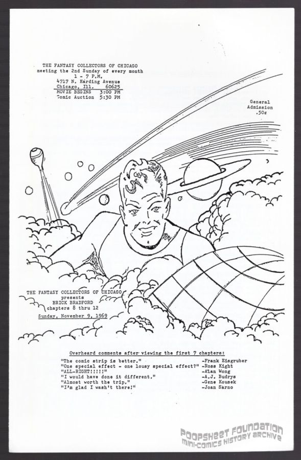 Fantasy Collectors of Chicago bulletin for November 9, 1969 (Brick Bradford)