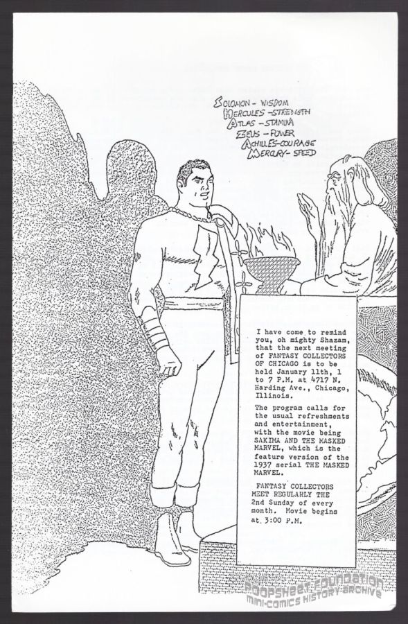 Fantasy Collectors of Chicago bulletin for January 11, 1970[?]