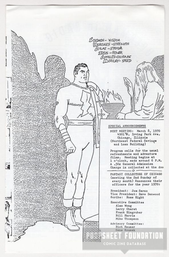 Fantasy Collectors of Chicago bulletin for March 8, 1970