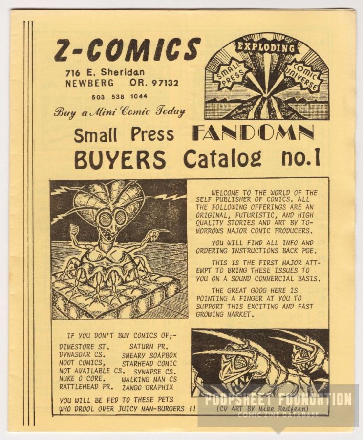 Z-Comics Small Press Fandomn Buyers Catalog #1