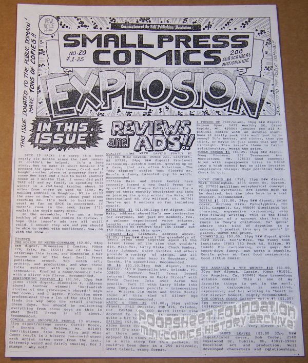 Small Press Comics Explosion Vol. 1, #20