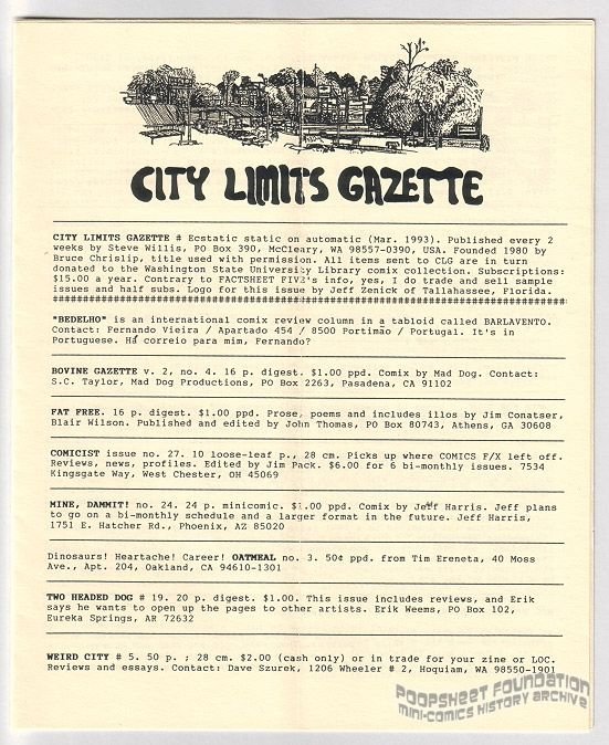 City Limits Gazette (Willis) March 1993, #Ecstatic static on automatic