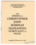 Epistle of Christopher John Jedidiah Manzanedo, Patron Saint of Palms, The